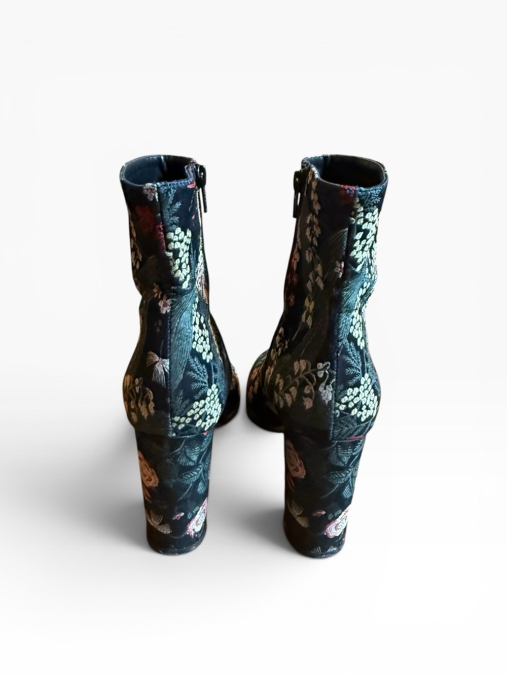 Valentino Garavani Floral Print Block Heel Ankle Boots Black EU 37.5 US 7.5 - Picture 5 of 15